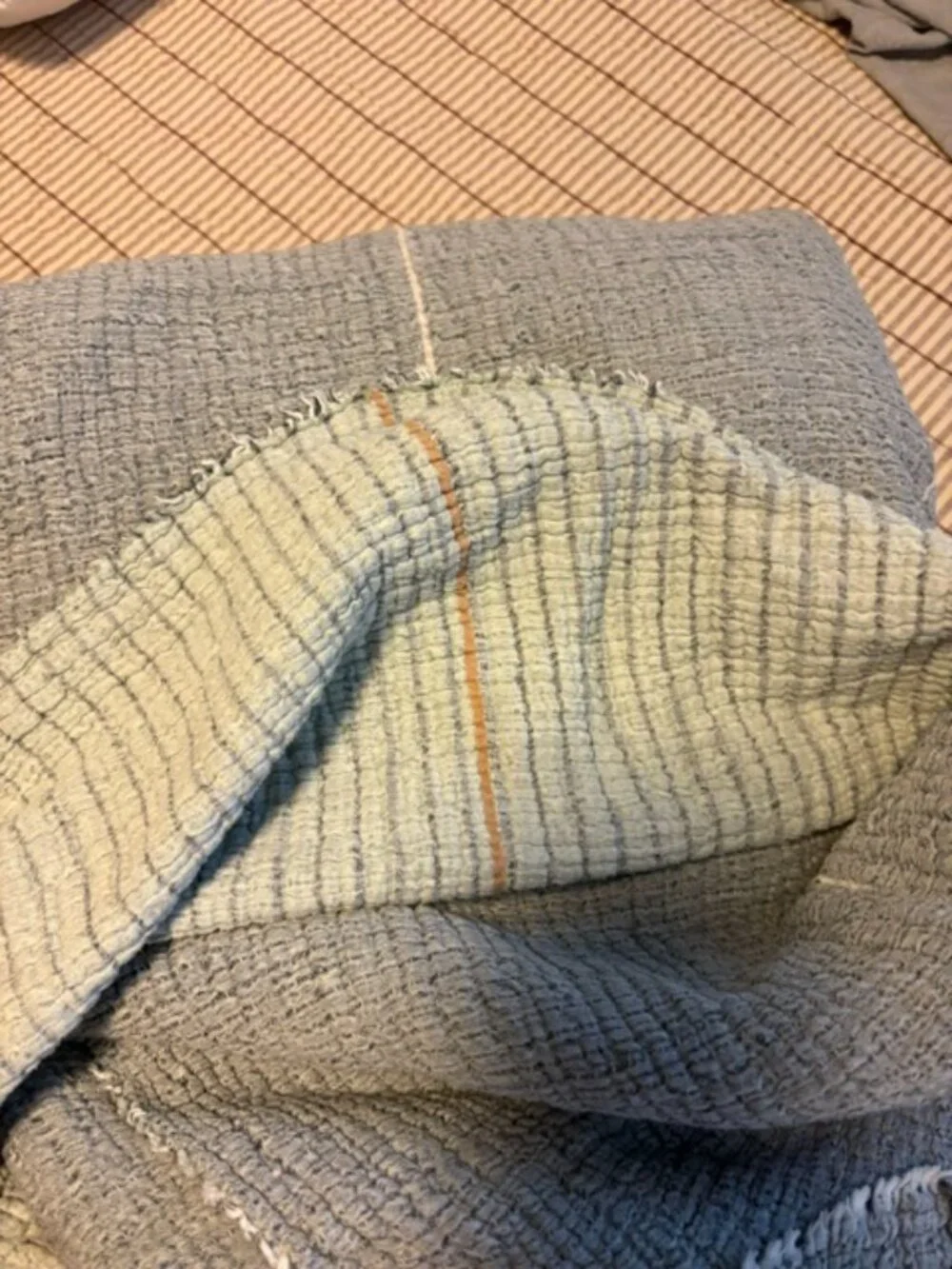 Coyuchi Topanga Coverlet in Cool Stripe (king)